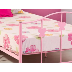 Butterfly Single Metal Bed Frame Pink footend
