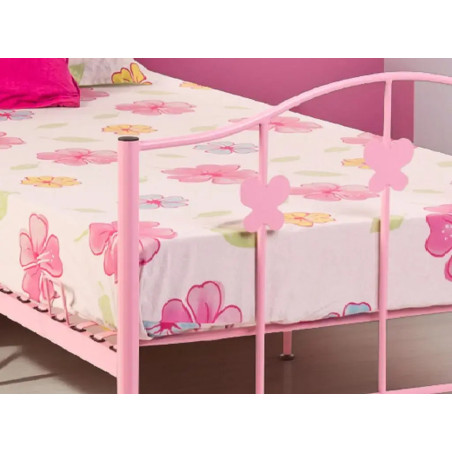 Butterfly Single Metal Bed Frame Pink footend