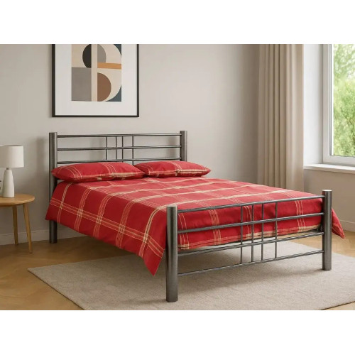 Cuba Metal Bed Frame in Hammered Silver finish