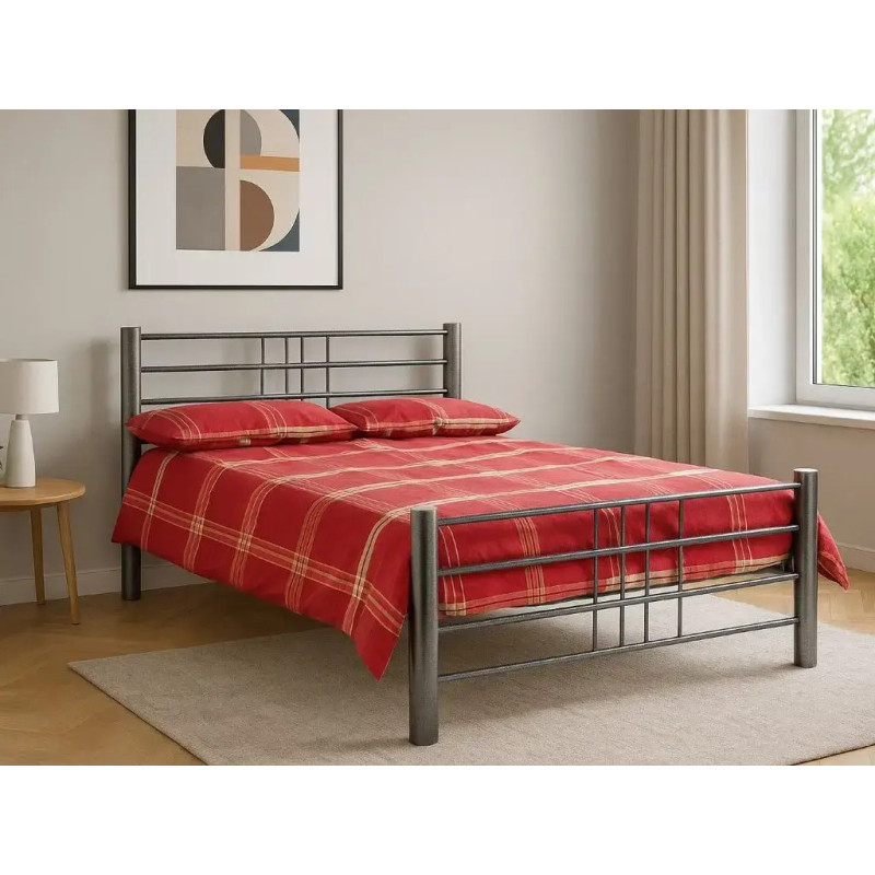 Cuba Metal Bed Frame in Hammered Silver finish