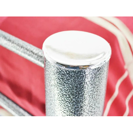 Cuba Metal Bed Frame in Hammered Silver finish leg top