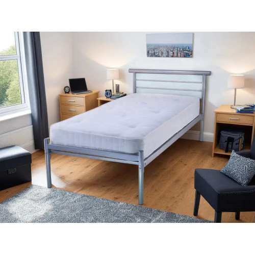 Contract Mesh Base Metal Bed Frame Silver single room view