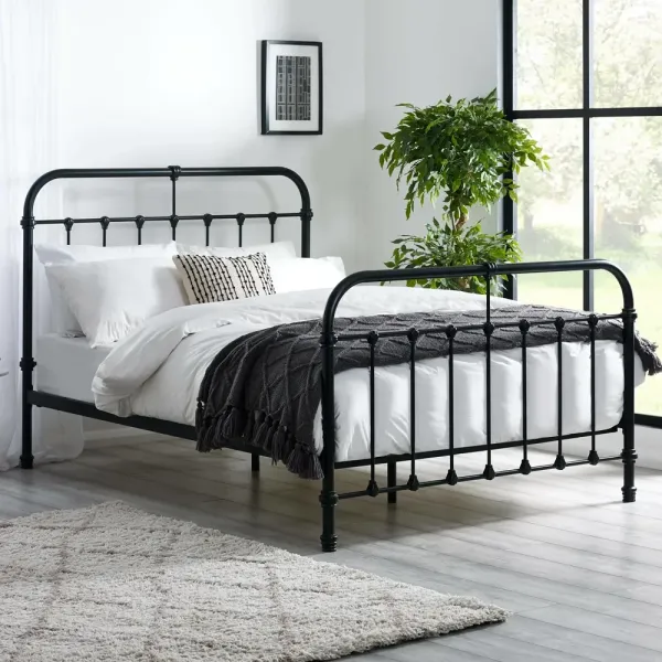 Home Divine - Logan Metal Bed in Black Finish: Stylish & Durable Furniture