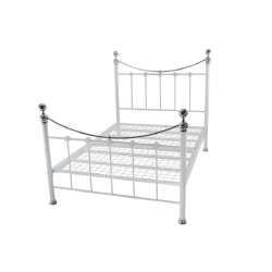 Cambridge Metal Bed Frame in White/Chrome without mattress