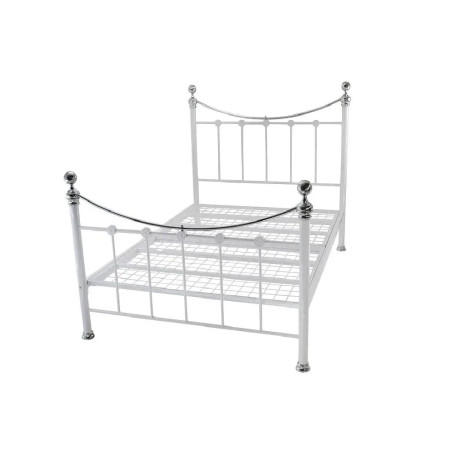 Cambridge Metal Bed Frame in White/Chrome without mattress