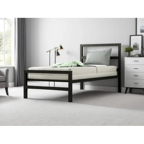 Eaton Metal Bed Frame Black single bedroom view