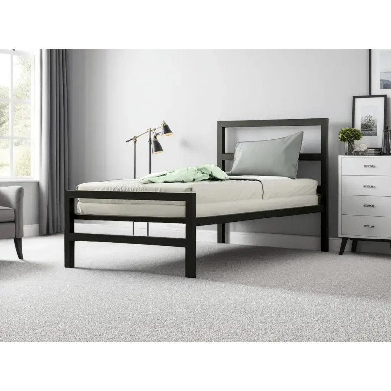 Eaton Metal Bed Frame Black single bedroom view