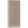 Nevada 2 Door 1 Drawer Wardrobe oyster gloss/light oak effect veneer
