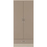 Nevada 2 Door 1 Drawer Wardrobe oyster gloss/light oak effect veneer front