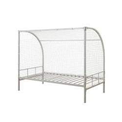 Soccer Goal Single Metal Bed Frame White without mattress