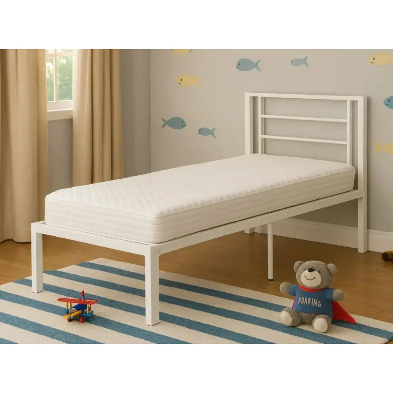 No Bolt Margot Single Metal Bed Frame White