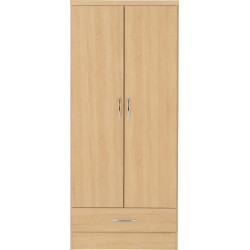 Nevada 2 Door 1 Drawer Wardrobe Sonoma oak effect front