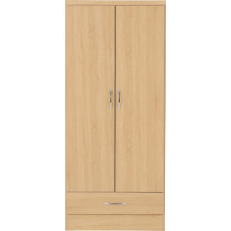 Nevada 2 Door 1 Drawer Wardrobe Sonoma oak effect front