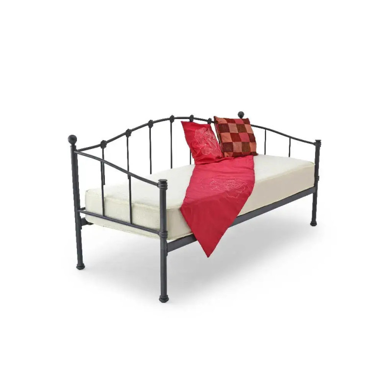 Paris Small Single Metal Day Bed Black side view
