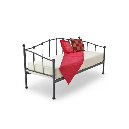 Paris Small Single Metal Day Bed Black side view