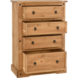 Corona 4 Drawer Chest Distressed Waxed Pine - Home Divine