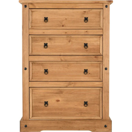 Corona 4 Drawer Chest Distressed Waxed Pine - Home Divine