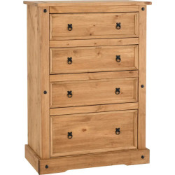 Corona 4 Drawer Chest Distressed Waxed Pine - Home Divine