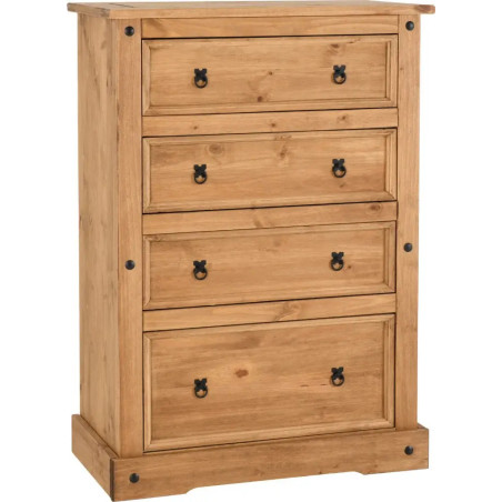 Corona 4 Drawer Chest Distressed Waxed Pine - Home Divine