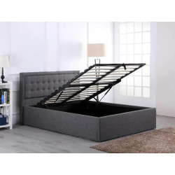 Houston Fabric Ottoman	Bed Frame Grey Opened