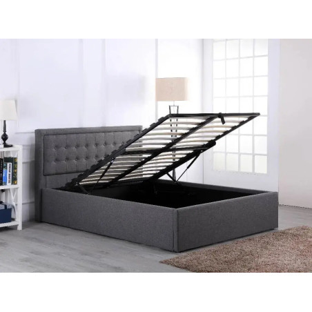 Houston Fabric Ottoman	Bed Frame Grey Opened