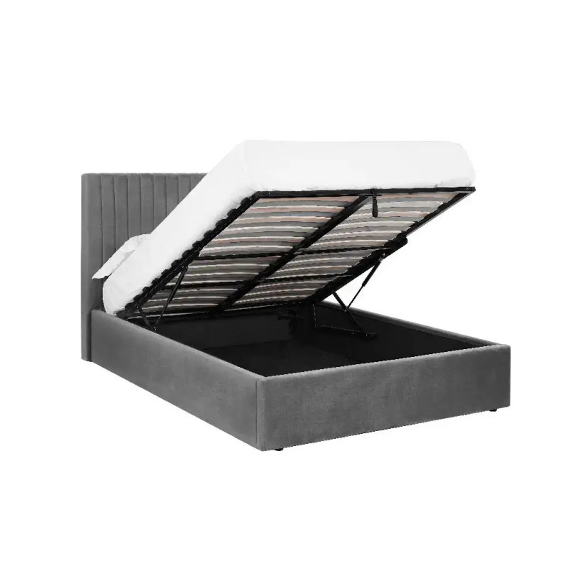 Smoked Fabric Ottoman Bed Frame Grey opened