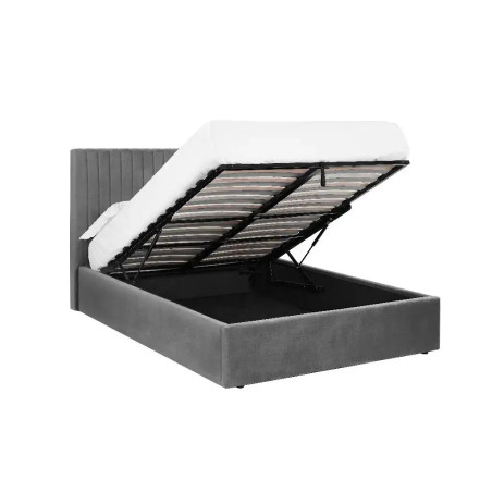 Smoked Fabric Ottoman Bed Frame Grey opened