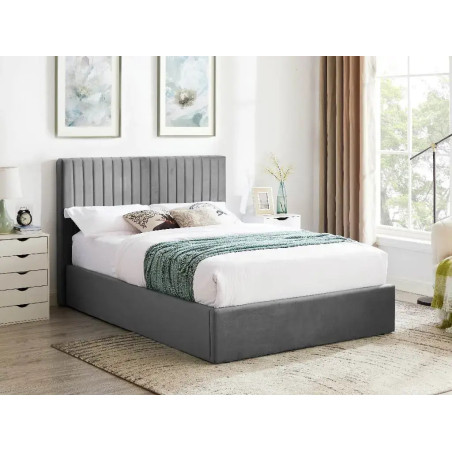 Smoked Fabric Ottoman Bed Frame Grey
