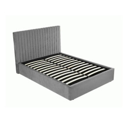 Smoked Fabric Ottoman Bed Frame Grey slats