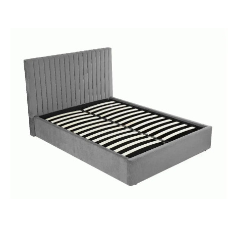 Smoked Fabric Ottoman Bed Frame Grey slats