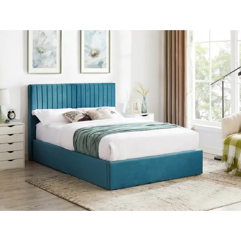 Teal Double Ottoman Fabric Bed Frame