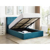 Teal Double Ottoman Fabric Bed Frame opened