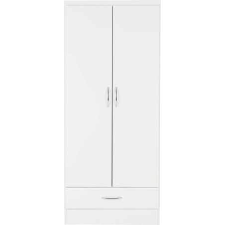 Nevada 2 Door 1 Drawer Wardrobe white gloss front
