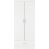 Nevada 2 Door 1 Drawer Wardrobe white gloss front