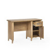 Sydney Oak Veneer Study Desk - Rattan Effect Sticker Front - Home Divine