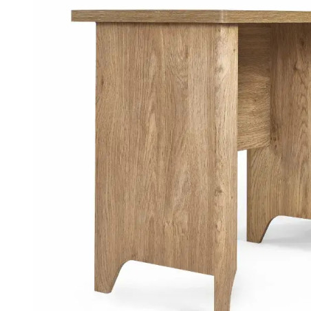 Sydney Oak Veneer Study Desk - Rattan Effect Sticker Front - Home Divine