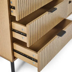 Sia 6 Drawer Chest Oak Melamine drawer opened