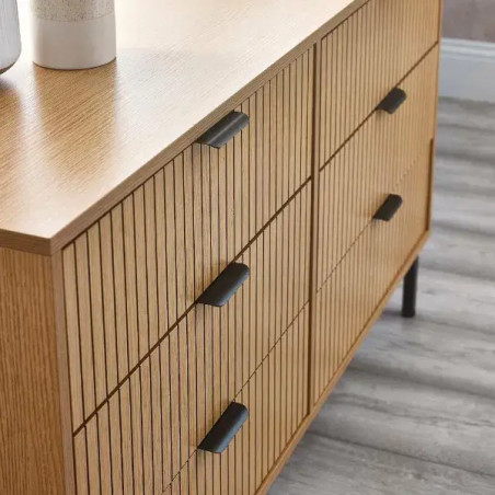 Sia 6 Drawer Chest Oak Melamine top