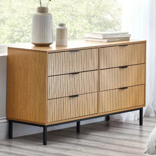 Sia 6 Drawer Chest Oak Melamine