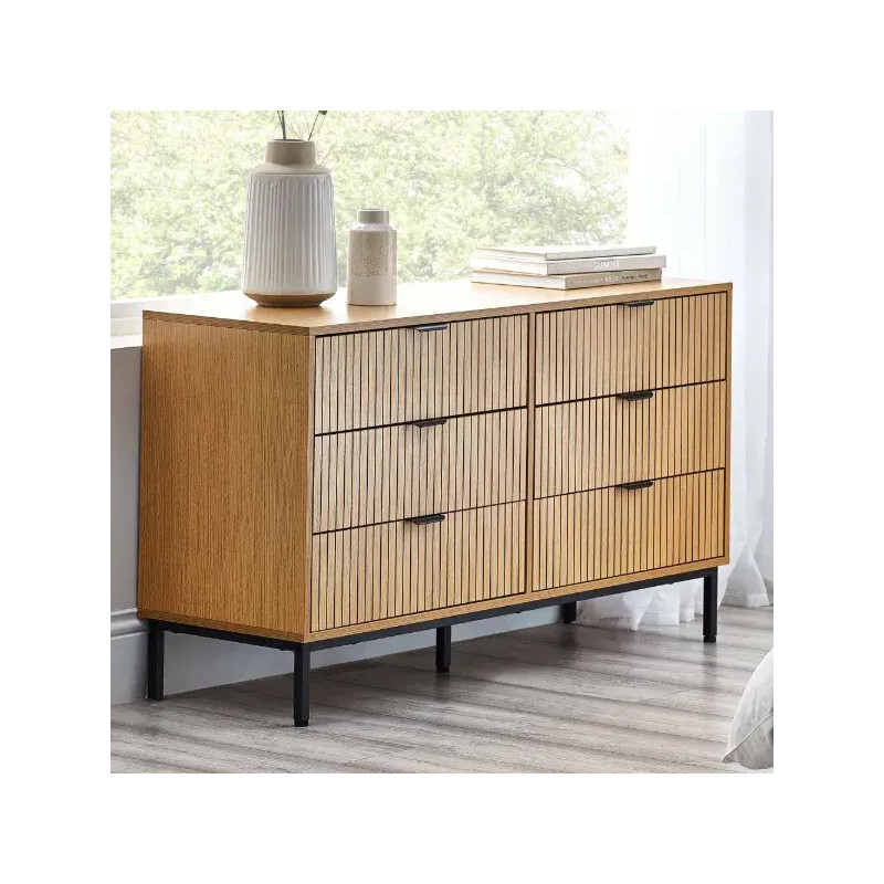 Sia 6 Drawer Chest Oak Melamine