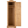 Corona 1 Door Wardrobe Distressed Waxed Pine opened