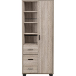 Oliver 1 Door 3 Drawer Open Shelf Wardrobe Light Oak Effect door closed