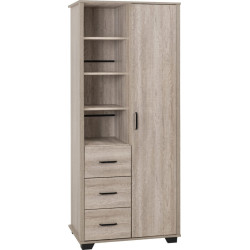 Oliver 1 Door 3 Drawer Open Shelf Wardrobe Light Oak Effect side