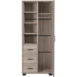 Oliver 1 Door 3 Drawer Open Shelf Wardrobe Light Oak Effect front