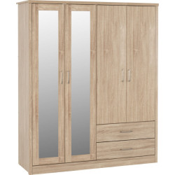 Lisbon 4 Door Wardrobe light oak effect