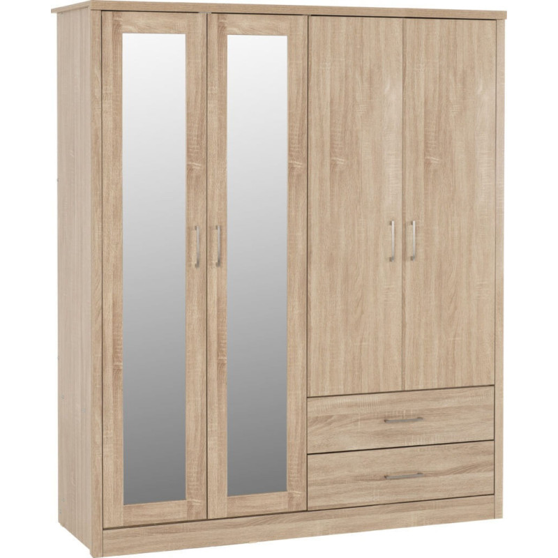 Lisbon 4 Door Wardrobe light oak effect