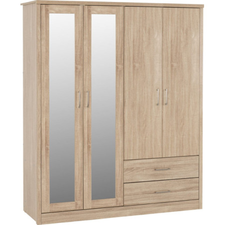 Lisbon 4 Door Wardrobe light oak effect