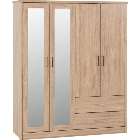 Lisbon 4 Door Wardrobe light oak effect side