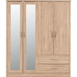 Lisbon 4 Door Wardrobe light oak effect front