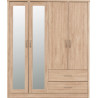 Lisbon 4 Door Wardrobe light oak effect front